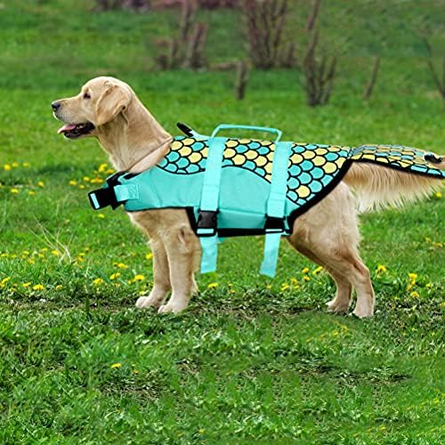 Jaqueta salva -vidas de sereia para cães - Ripstop Dog Vida Life para natação, trajes de banho ajustáveis ​​para
