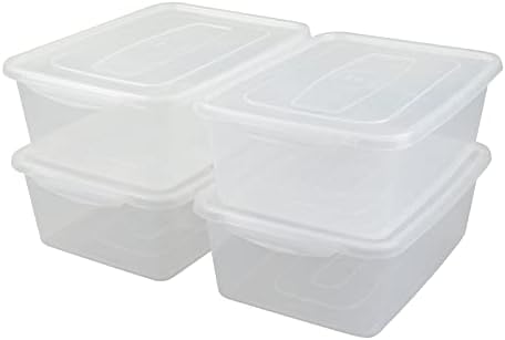 Hommp 4-Pack 14 L Caixa de armazenamento transparente, caixa de armazenamento de plástico