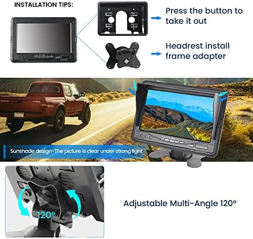 Câmera de backup da alça da porta traseira Anina para 2014-2018 Chevy Silverado/GMC Sierra com monitor de 7 polegadas com suporte de cabeça
