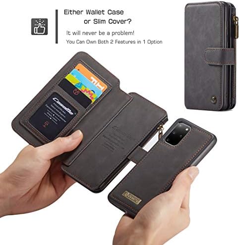 Caixa de carteira de telefone celular Haijun para Samsung Galaxy S20 Plus 2 em 1 Zipper de couro destacável Magnetic