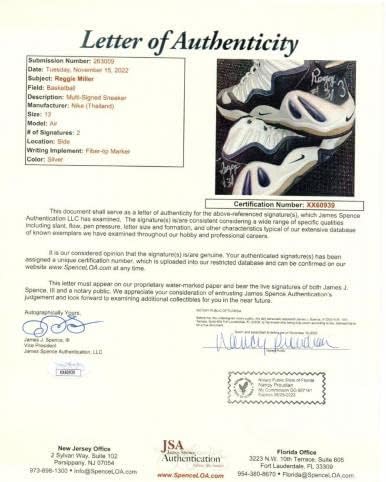 Reggie Miller assinou sapatos autografados Indiana Pacers Ambos assinaram JSA Loa - tênis autografados da NBA