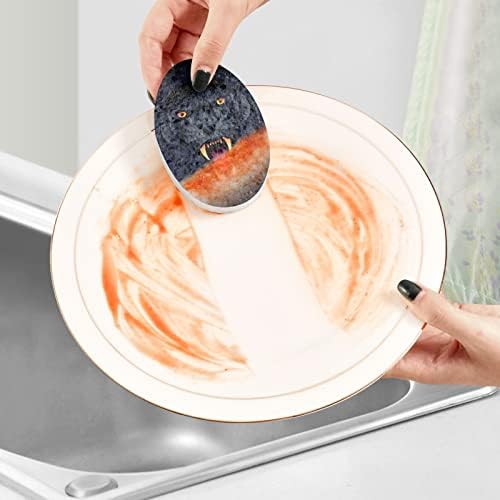 Alaza Animal Pantera preta esponjas naturais de cozinha esponja de celulare para pratos lavando o banheiro e a limpeza doméstica, não arranhões e ecológicos, 3 pacote