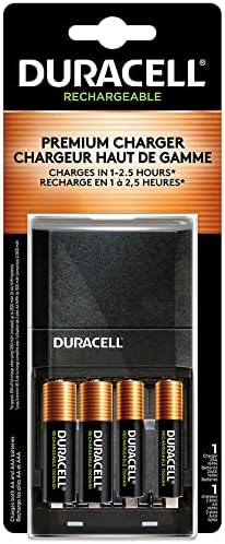 DURACELL Speed ​​4000 Battery Charger para baterias AA e AAA, inclui 2 baterias recarregáveis ​​AA e 2 AAA pré-carregadas, para dispositivos domésticos e comerciais