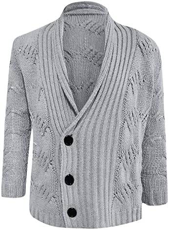Jackets Luvlc para Men Sweater, moda casual v pescoço malha com suéteres com botões, casaco de capa de outono esbelto