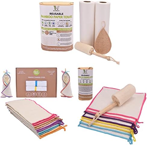 Toalhas de papel ecoboo e pacote de toalhas de papel e pacote de panos de louça incluem 10 toalhas não -paper