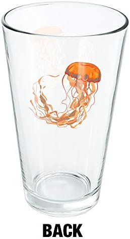 Subaquática laranja medusa água -vidro de 16 oz de vidro, vidro temperado, design impresso e um presente de fã