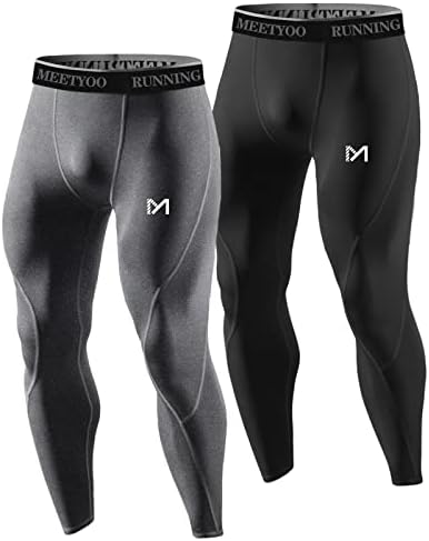 Calças de compressão masculinas do Meetyoo, treino de esportes secos e frios com calças justas
