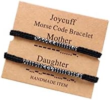 JoyCuff Morse Code Bracelets for Women Black/Grey Aniversário Presentes de Natal para seu presente engraçado para garotas Inspirational Jewelry com mensagem secreta