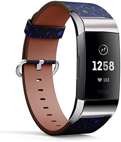 Compatível com Fitbit Charge 3/3 SE - Banda de acessório de pulseira de pulseira de couro - Unicorns Stars Hearts