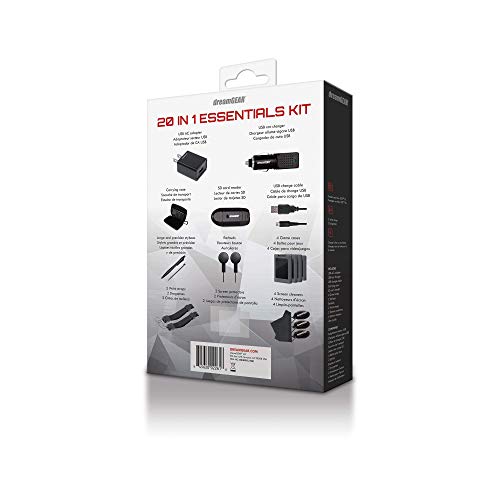 Kit DreamGear 20-in-1 Essentials: Compatível com a Nintendo New 3DS XL, caixa de transporte, 2 protetores de