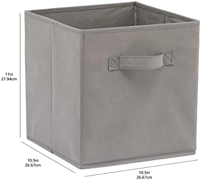 Basics Basics Cubos de armazenamento de tecido dobrável Organizador com alças, 10,5 x10.5 x11 , branca/ cinza
