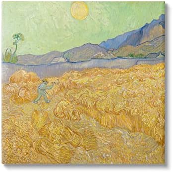 Stuell Industries WheatEfield com um Reaper Vincent van Gogh Classic Painting Canvas Wall Art, Design by One1000 Paintings