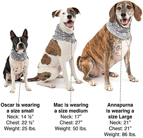 Lenço de cães de cão Kurgo, soneca de cachorro, pescoço de cachorro e orelhas mais quentes, lenço para animais de estimação, protege o cachorro em clima frio, médio, carvão/branco