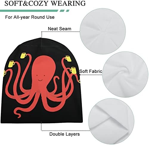 Capéu Octopus Unissex Beanie Hat Hat Skull Tap Pullover Cap para dormir Casual One Tamanho