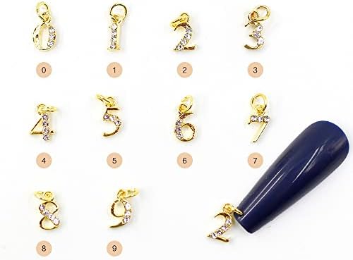 1seta-z em letras em inglês decoração de unhas douradas 0-9 número de metal anel de alotas de anel de