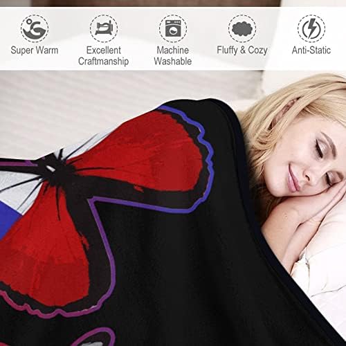 Butterfly Texas Flag Planta de poliéster macio cobertor para camping de viagem em casa
