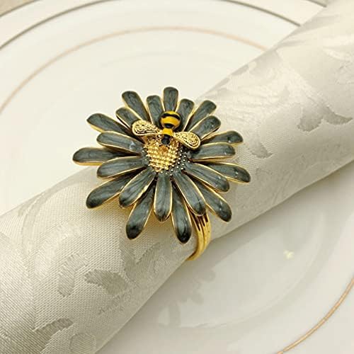Hemoton Napkin Ring Flor Shape Metal Bee Guarders para casamentos para casamentos mesa de jantar