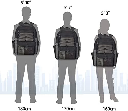Usa malha malha mochila pesada para a escola, 35l Livro de malha extra grande para adultos, veja através de malha