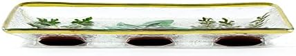 Demdaco suculenta verde e marrom 15 x 8 polegadas de vidro fundido de vidro retangular prato de placa de porção