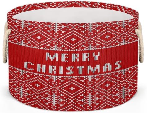 Feliz Natal padrão 01 grandes cestas redondas para cestas de lavanderia de armazenamento com alças cestas de armazenamento de cobertor para caixas