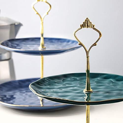 Bolo de cerâmica shypt Stand 2 Nível elegante Plate Plate Home Party Decoration Party Porcelain Serving