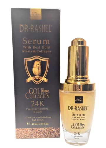 Dr. Rashel 24K Gold Athoms & Collagen Sorte Seiral de rosto | Anti -envelhecimento, hidrata e hidrata a pele, tamanho 1,34 oz