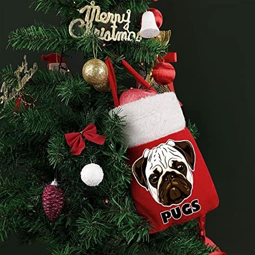 Bolsas de natal de pugs fofos bolsa de armazenamento fofa bolsa para presente de doce árvore de Natal pendurada decorativa