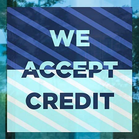 CGSignLab | Aceitamos o crédito -Stripes Blue Janela se apega | 12 x12