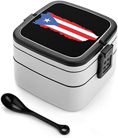 Porto Rico Flags Rican Imprima tudo em uma caixa de bento BENTO LUMCO DO LUMCO CONTESTO com colher para escola/trabalho/piquenique