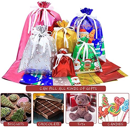 30 sacolas de presente de cordão de Natal, sacolas de favor de festas, sacolas de presentes estilos