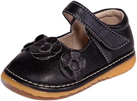 Little Mae's Boutique Mary Jane Shop Shoes para meninas para crianças, sapatos de caminhada ideais com Squeaker removível e tira ajustável - sapatos macios para meninas