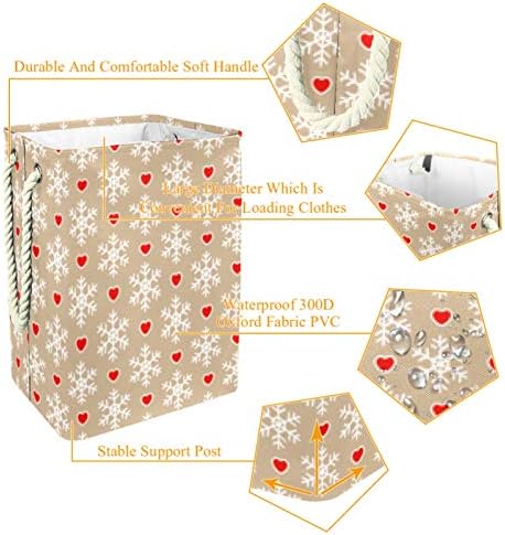 Inomer Heart Snowflake 300d Oxford PVC Roupas à prova d'água cesto de roupa grande para cobertores