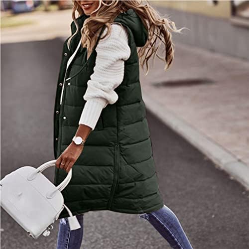 Nokmopo feminino casacos e jaquetas outono feminino e inverno temperamento sem mangas cardigã de comprimento de algodão de comprimento médio