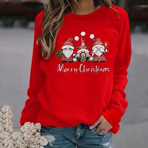 Feliz Natal Swetons para Mulheres de Natal Gnome Pullover gráfico Sweatshirt