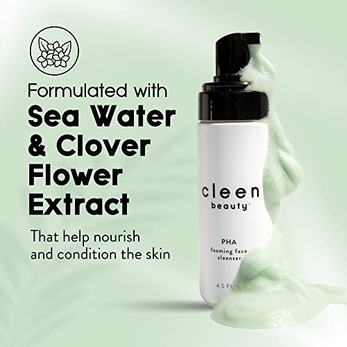 Cleen Beauty Pha Facaming Face Cleanser | Limpador facial espumante com PHA | Lavagem de rosto esfoliante