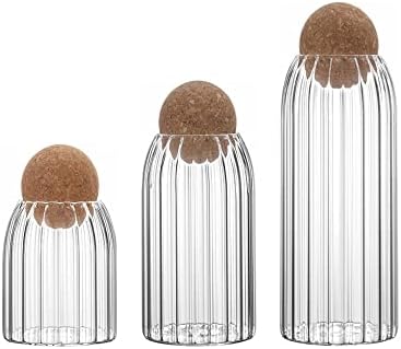 Hniuyun 3pcs/conjunto de frascos de armazenamento de alimentos de vidro com tampas esféricas de