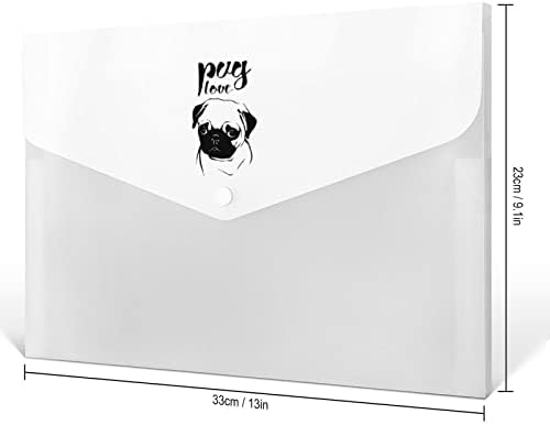 Bolsa de documentos da pasta de arquivo de amor pug com bolsa organizadora de arquivamento portátil de tamanho A4