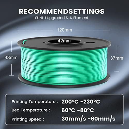 2500G Pacote de filamentos de impressora 3D multicolor, filamento de seda SunLu e filamento Sunlu ABS, 10