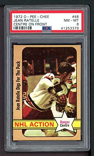 1972 O-Pee-Chee 48 def em ação Jean Ratelle Rangers-hockey PSA PSA 8,00 Rangers-hockey