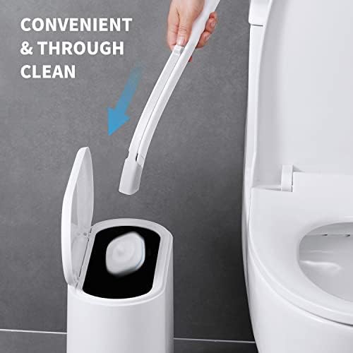 Escova de vaso sanitário descartável de Oshang - limpador de vaso sanitário, suprimentos de limpeza de banheiro, escova de vaso sanitário com suporte, 14 recargas para limpeza profunda e manutenção higiênica do banheiro