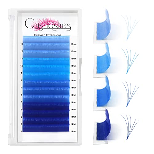 Extensões de cílios coloridos 0,07 c 13mm ombre cílios de cílios azuis Extensões de cílios fáceis de volume