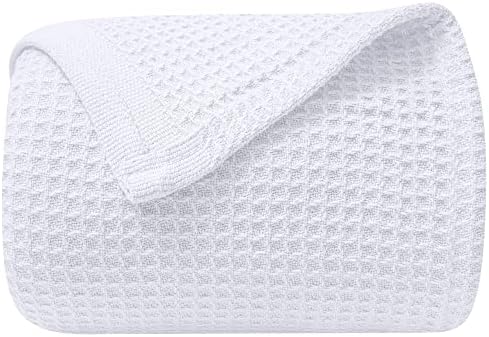 Cobertor de waffle Nestariahome algodão queen size 90x90 polegadas - 405gsm macio macio e respirável para todas as estações - leve perfeito para camadas de camadas, sofá e sofá