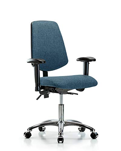 Labtech Seating Lt41359 Fabric Desk Height Chair Média Base Cromo, braços, Cromáticos Cromados, Azul
