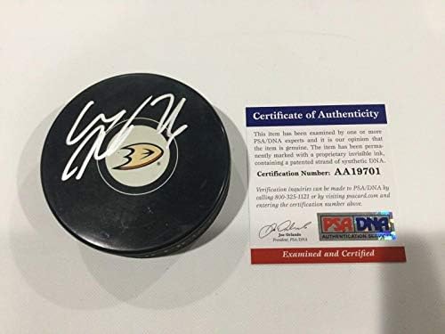 Carl Hagelin assinou autografado Anaheim Ducks Puck PSA DNA CoA B - Pucks de NHL autografados