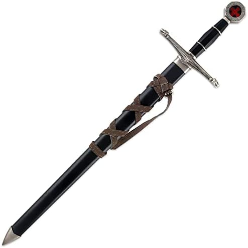 Tomahawk Black Prince Medieval Sword com bainha - reprodução histórica, lâmina de aço inoxidável, alça de metal fundido com punho de TPU, para reencenadores e performances - 22 1/2 de comprimento
