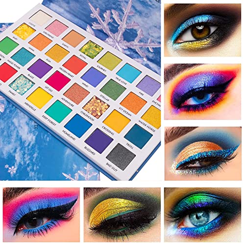 Paleta PMUYBHF Eyeshadow com pincéis de 11pc Conjunto de maquiagem, 32 cores compõem paletas, kit de beleza