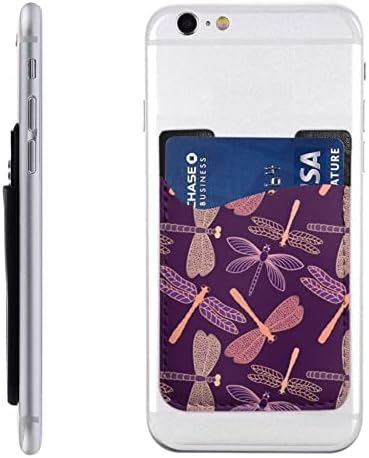 Purple Dragonfly Phone Card Titular PU CARTO DE CARTO DE CARTO DE CARTO DE CARTO DE CARTÃO DE CARTE 3M MANES ADESIVOS PARA TODOS OS Smartphones