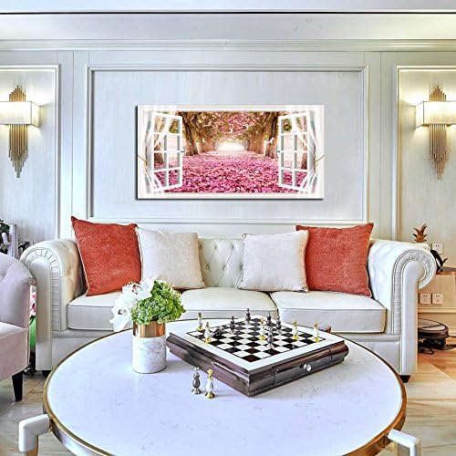 CAO Gen Decor Art-AH40150 Árvores de arte de parede e pinturas de rosas rosa Imagens impressas de lona e enquadrado pinturas de lona prontas para pendurar para decorações de casa decoração de parede