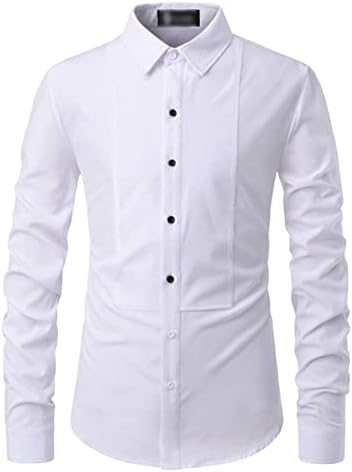 Camisa de vestido para homens para homens magro de manga longa de manga longa camisa casual de algodão sólido