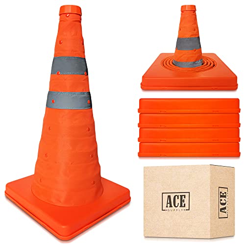 Cones de tráfego dobrável Cones de segurança - 4 pacote, 18 polegadas - Cones de estacionamento para estacionamento - cones dobráveis ​​para uso como cones de estrada, cones de laranja para estacionamento, cone de tráfego dobrável para motoristas